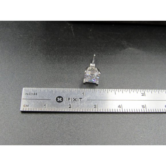 Sterling Silver Clear Cubic Zirconia Fancy Square Stud Earrings Vintage Wedding - Picture 6 of 7